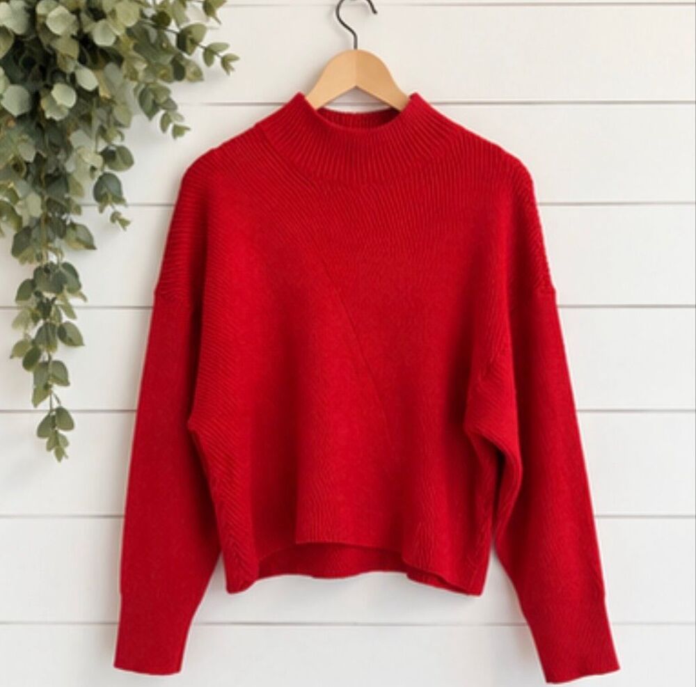 Anthropologie Maeve ribbed mock neck crop sweater small